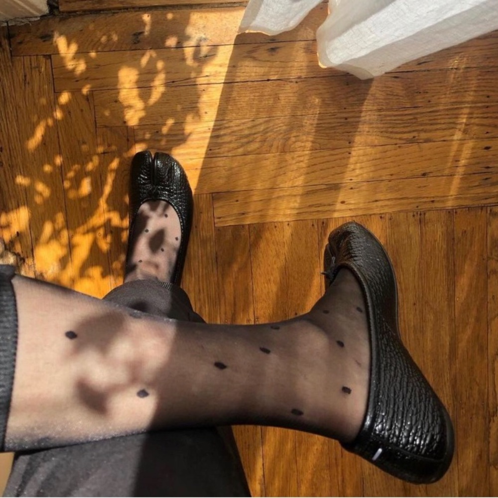 Black Maison Margiela Cracked Tabi Ballerina flats